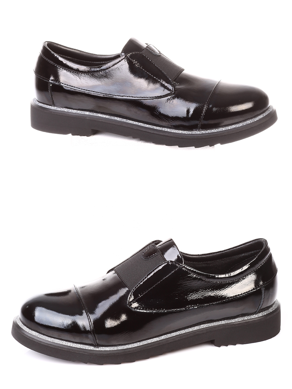 Ежедневни дамски обувки от естествен лак 3AT-181080 black
