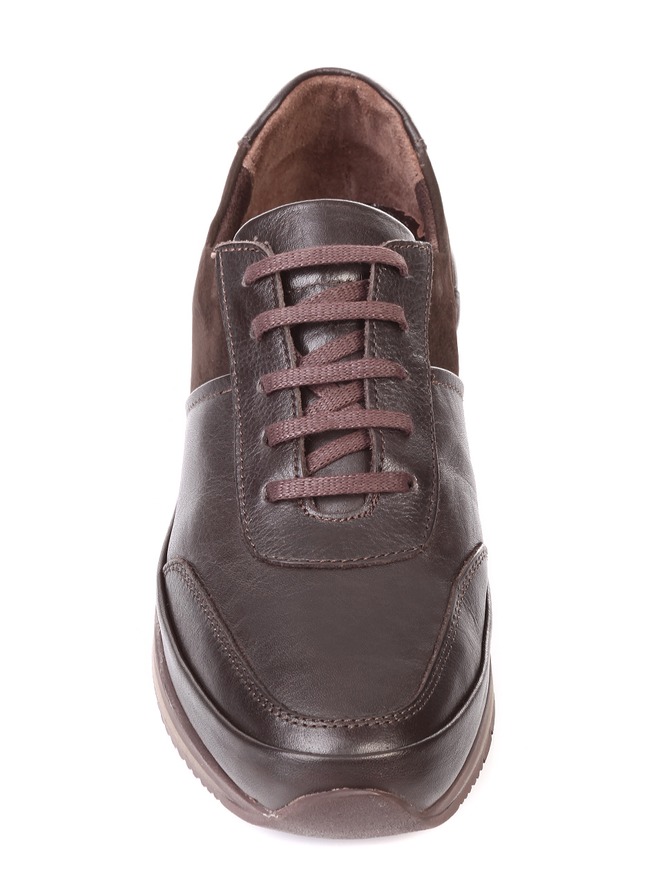 Мъжки обувки от естествена кожа и естествен набук 7AT-181110 brown