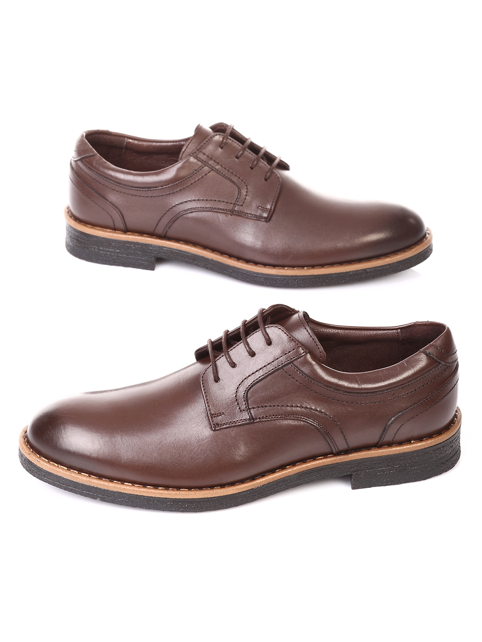 Елегантни мъжки обувки от естествена кожа 7AT-181122 brown