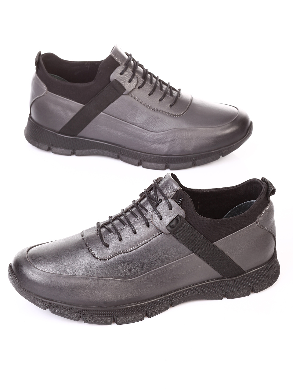 Ежедневни мъжки обувки от естествена кожа 7AT-181124 grey