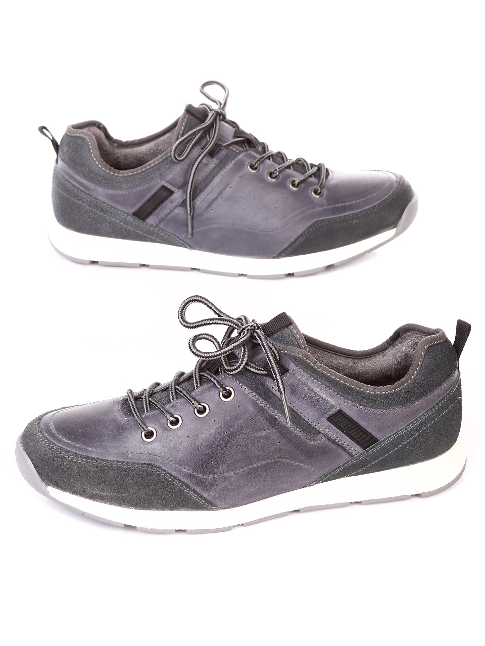 Ежедневни мъжки обувки от естествен набук и естествен велур 7N-18727 dk.grey