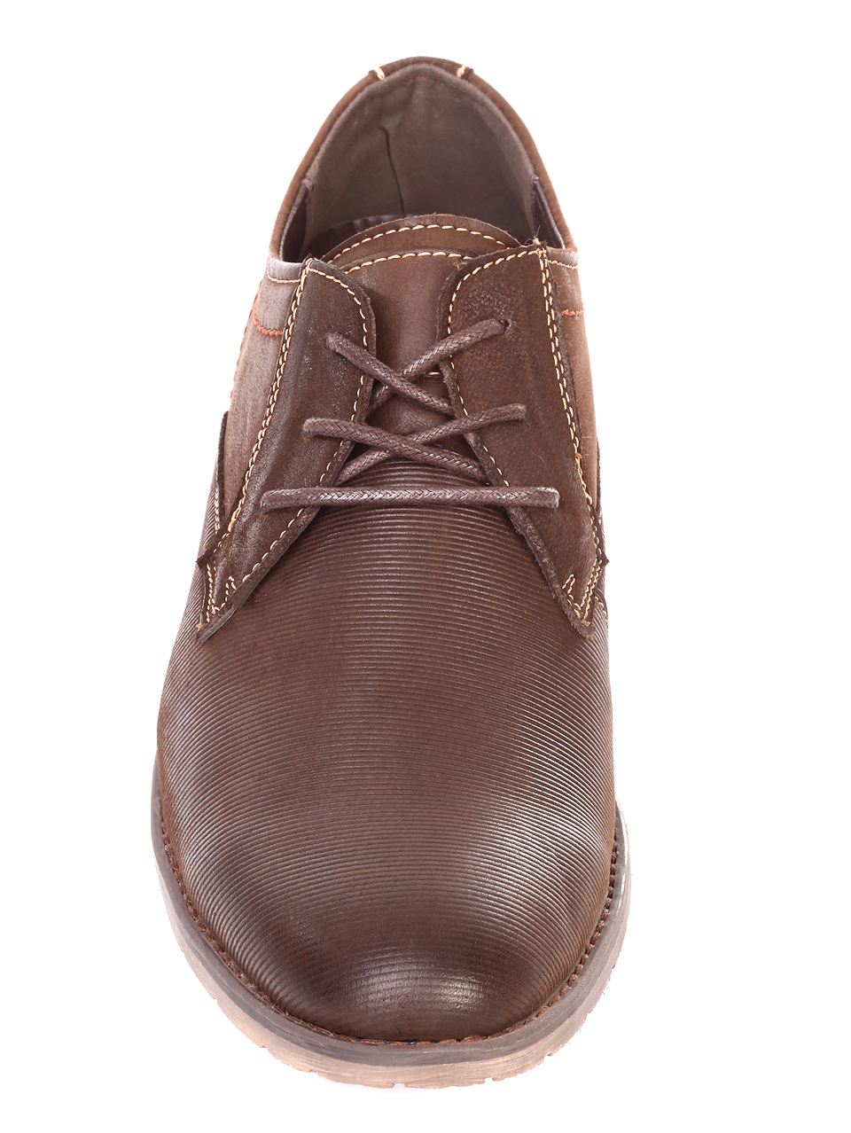 Елегантни мъжки обувки от естествен набук 7N-18728 brown