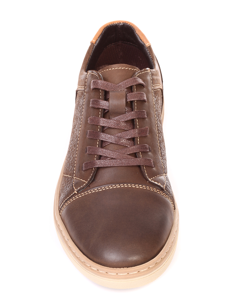 Ежедневни мъжки обувки от естествена кожа 7N-18729 coffee