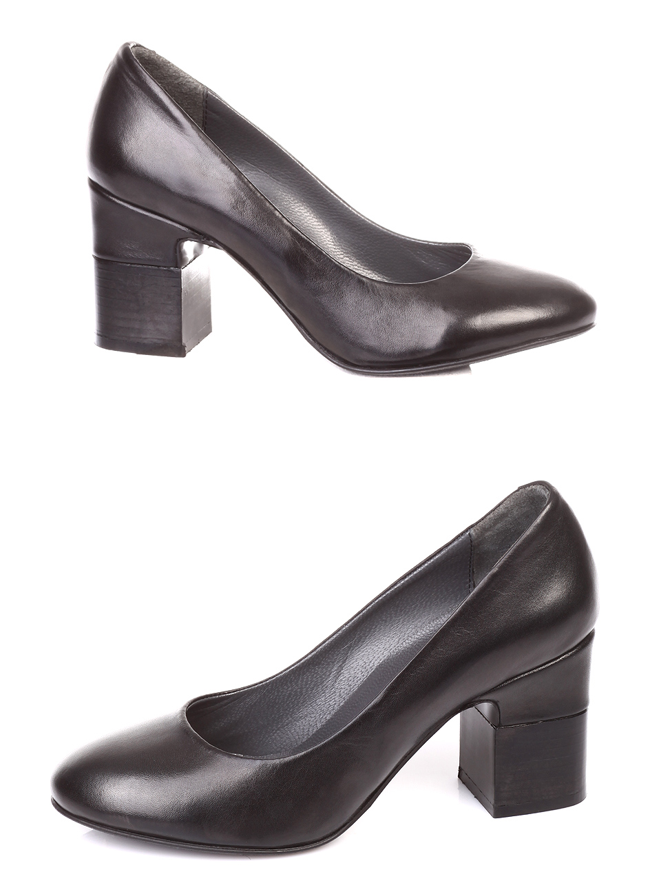 Елегантни дамски обувки на ток от естествена кожа 3AT-181040 black