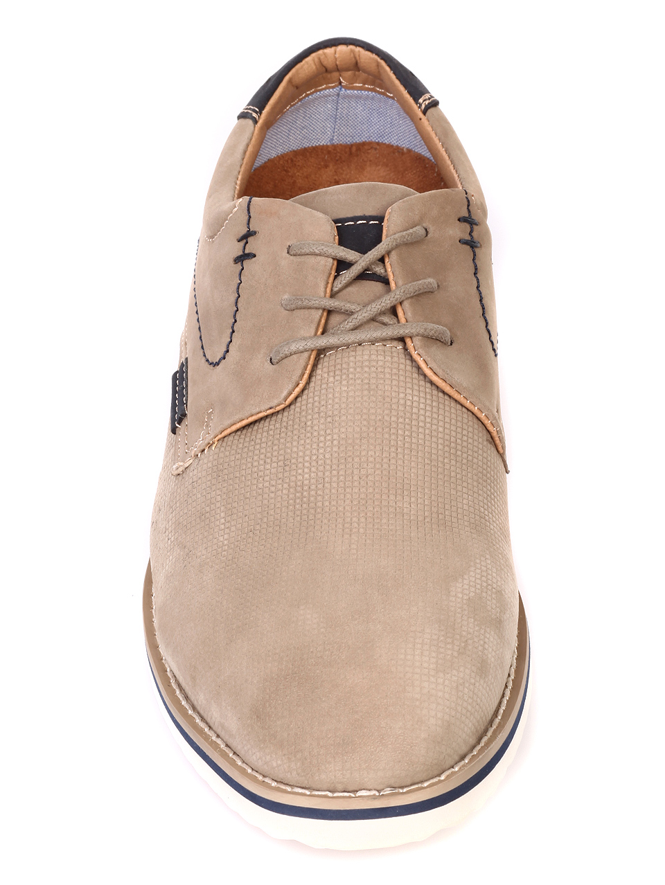 Ежедневни мъжки обувки от естествен набук 7W-19106 beige