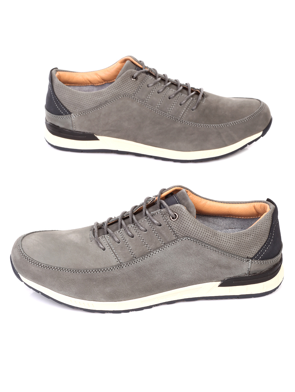 Ежедневни мъжки обувки от естествен набук 7W-19111 grey