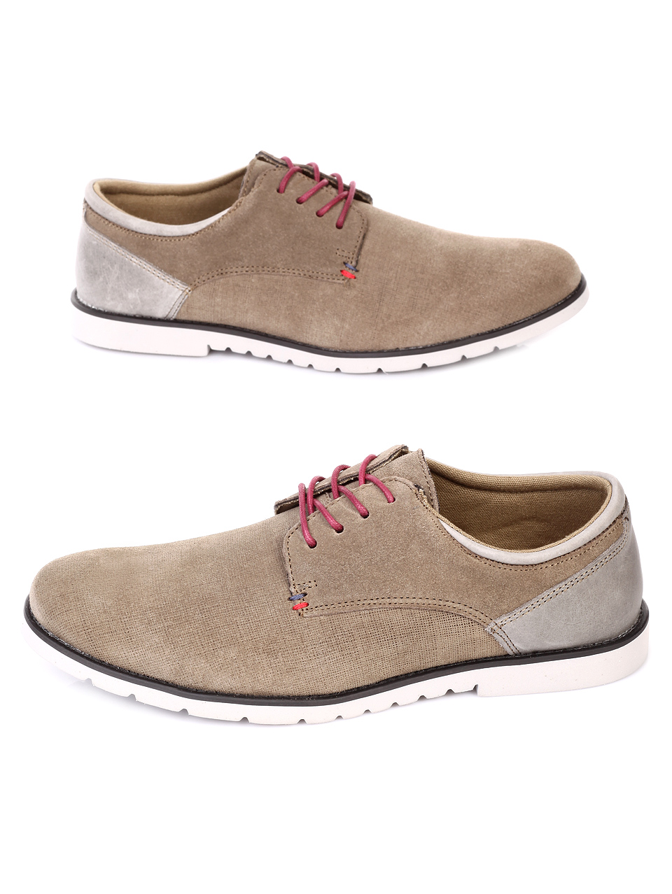 Ежедневни мъжки обувки от естествен велур 7N-19091 grey