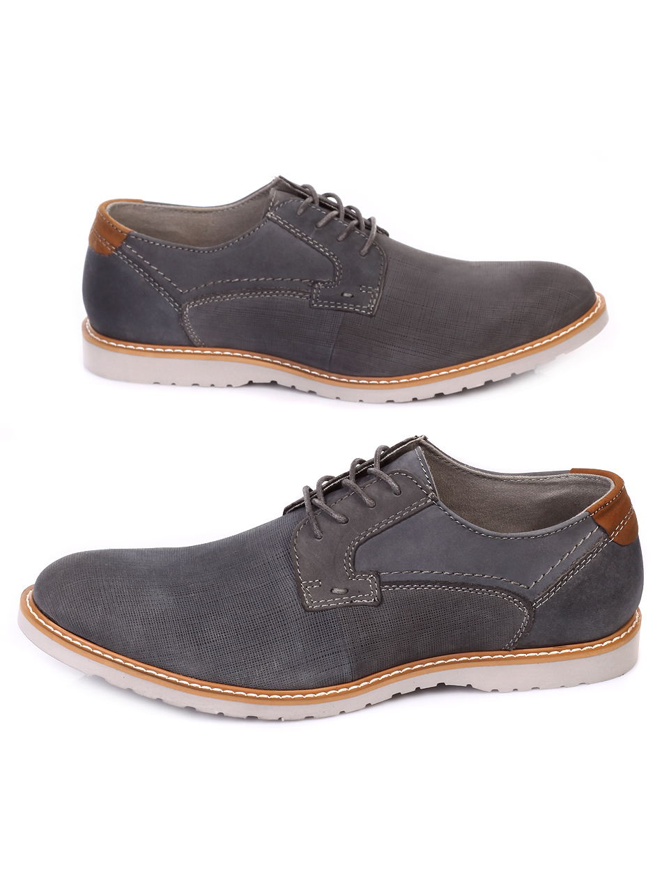 Ежедневни мъжки обувки от естествен набук 7N-19093 grey