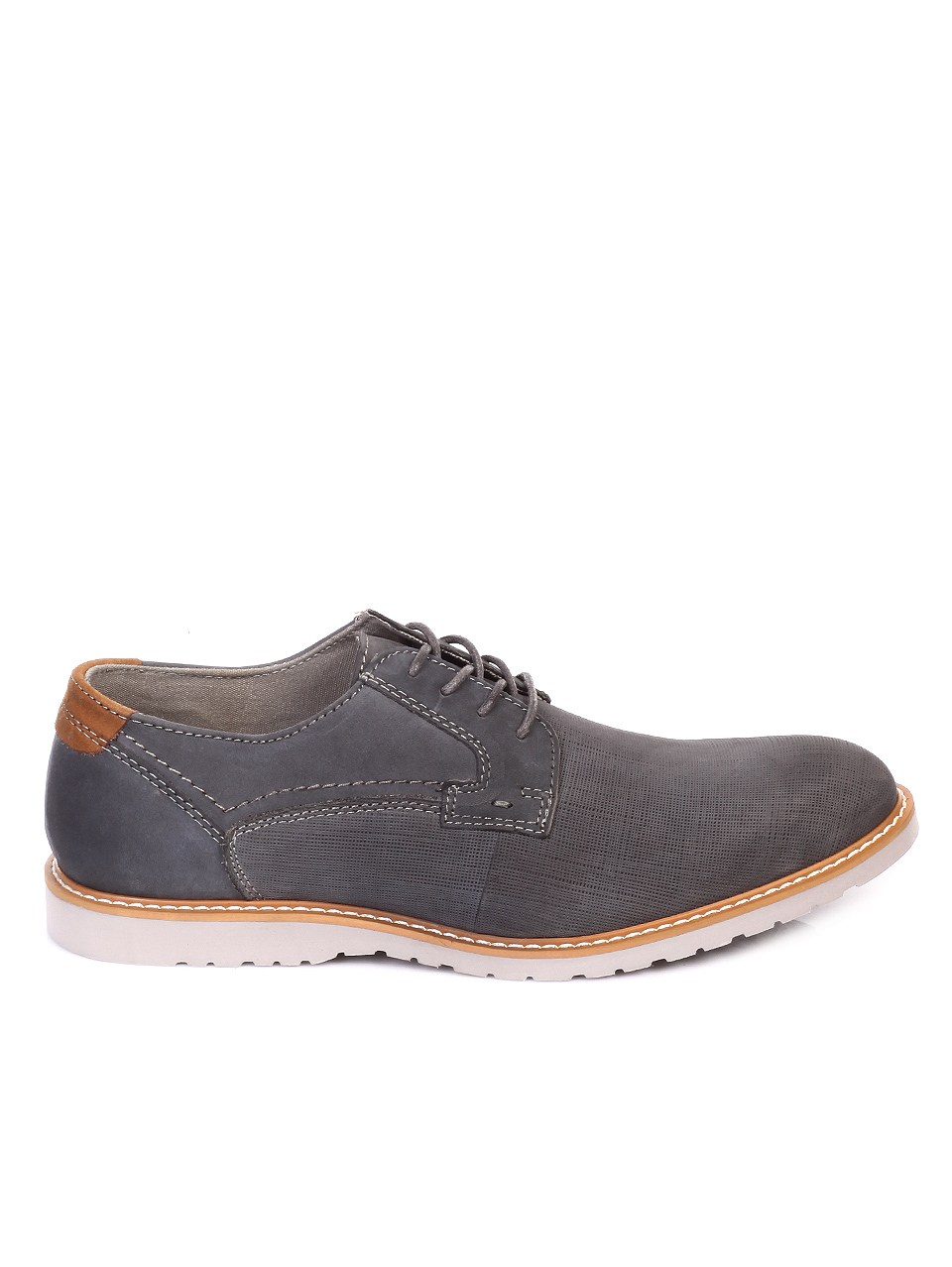 Ежедневни мъжки обувки от естествен набук 7N-19093 grey