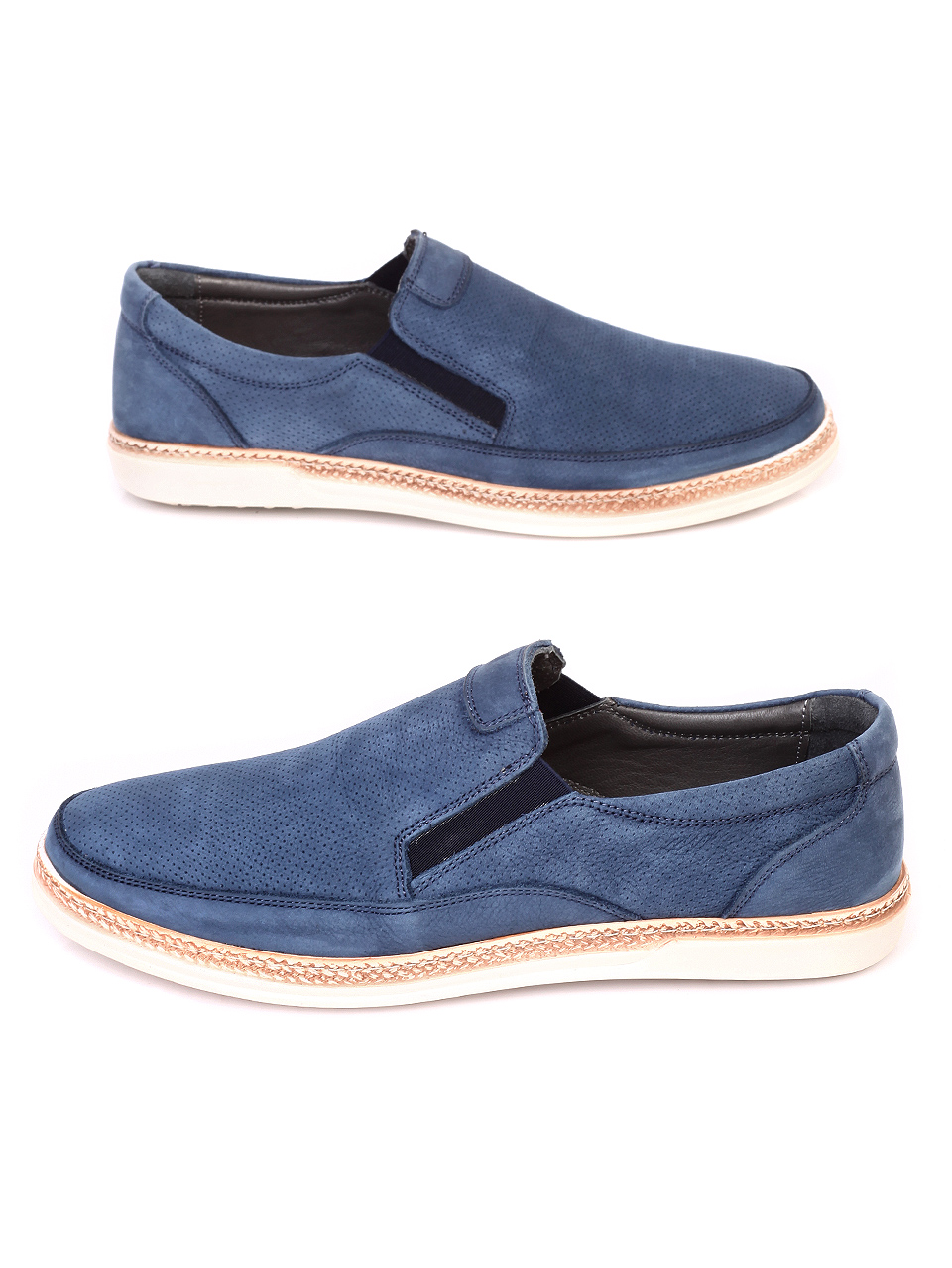 Ежедневни мъжки обувки от естествена кожа 7AT-19446 blue