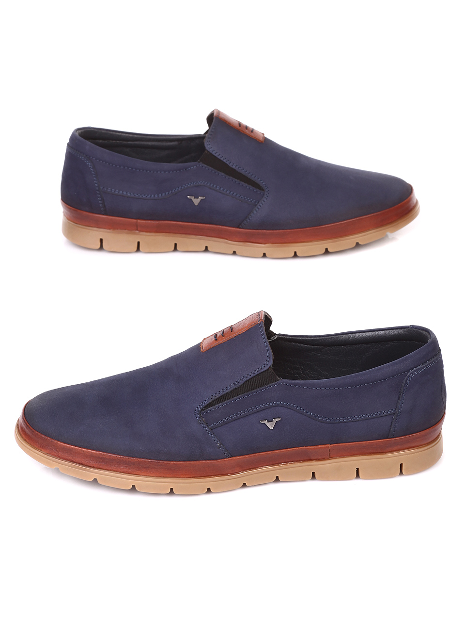 Ежедневни мъжки обувки от естествен набук 7AT-19457 dk.blue