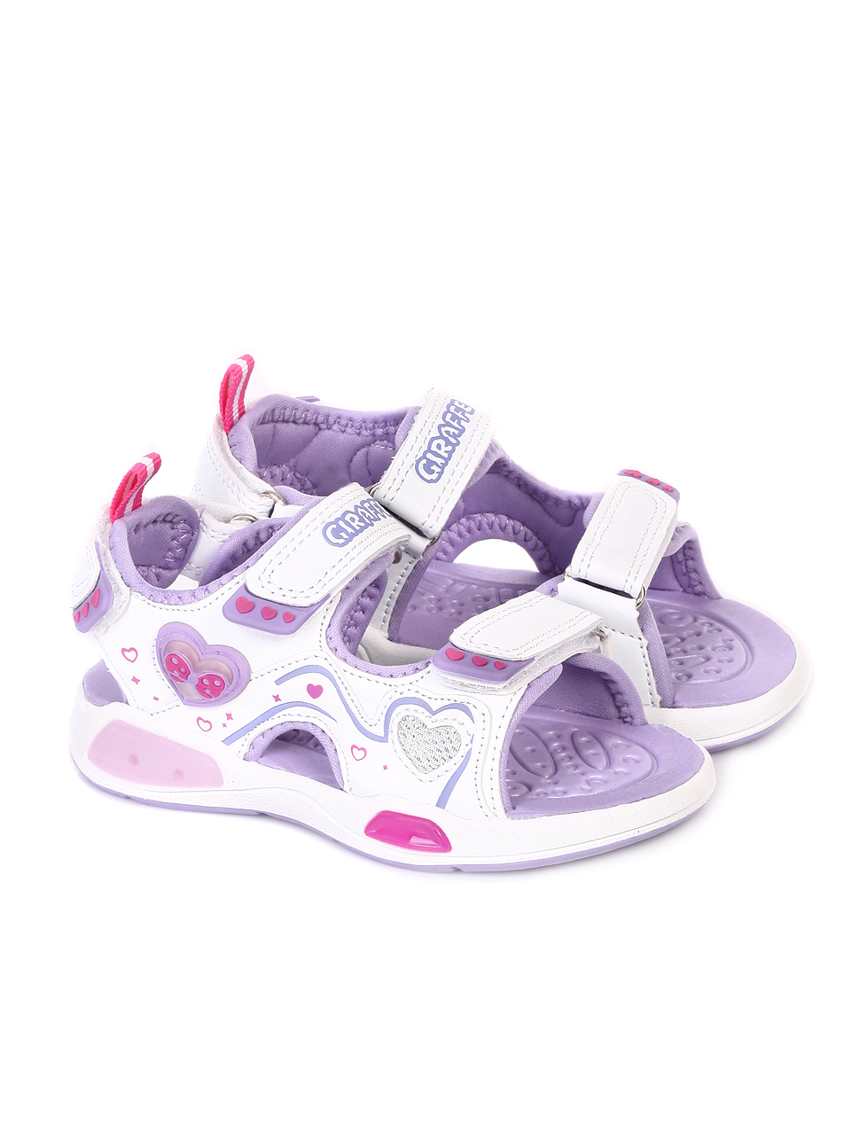 Ежедневни детски сандали със светещи елементи 17K-19216 white/purple
