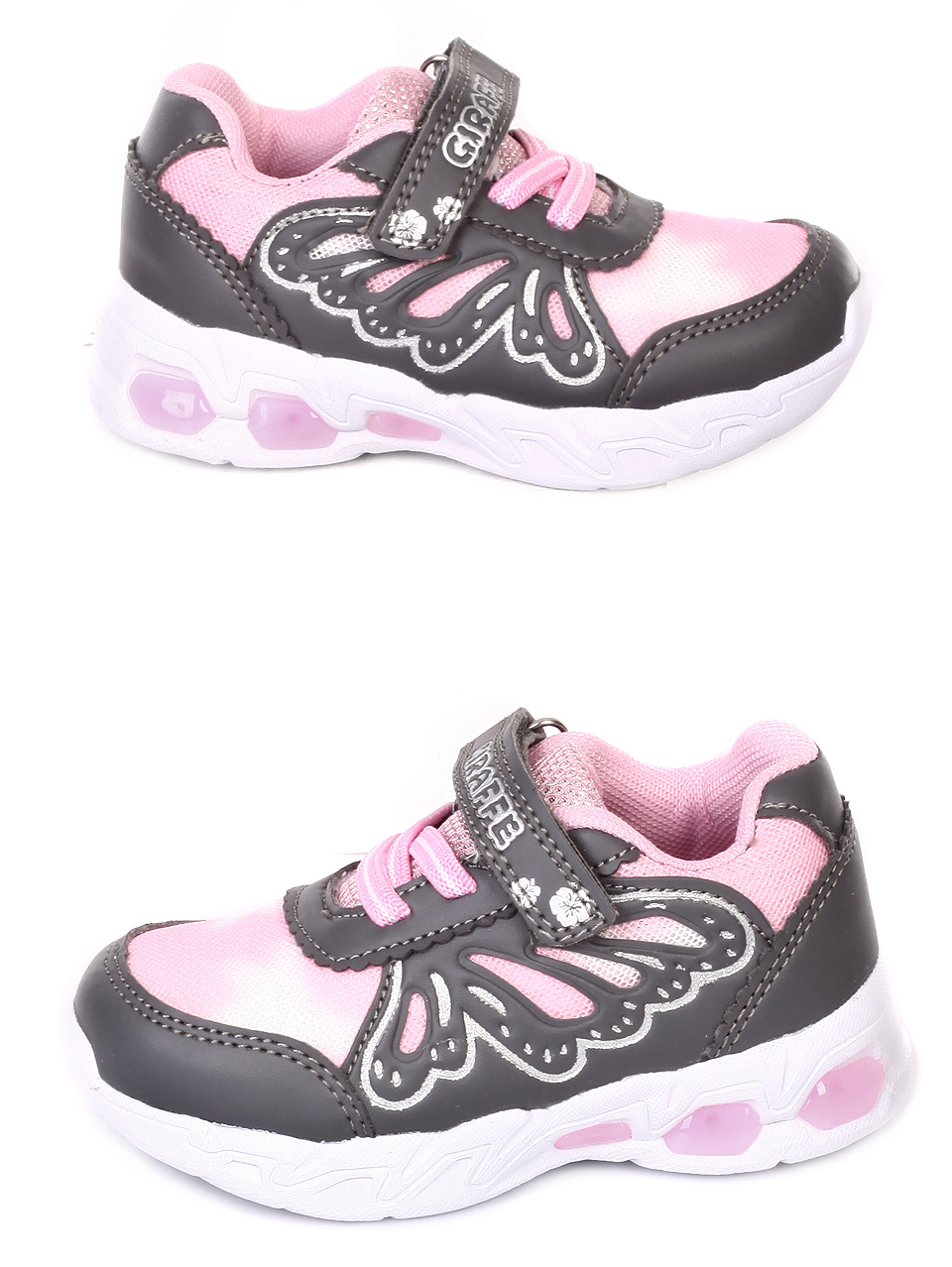 Детски обувки със светещи елементи в розово 18K-19226 d.grey/pink