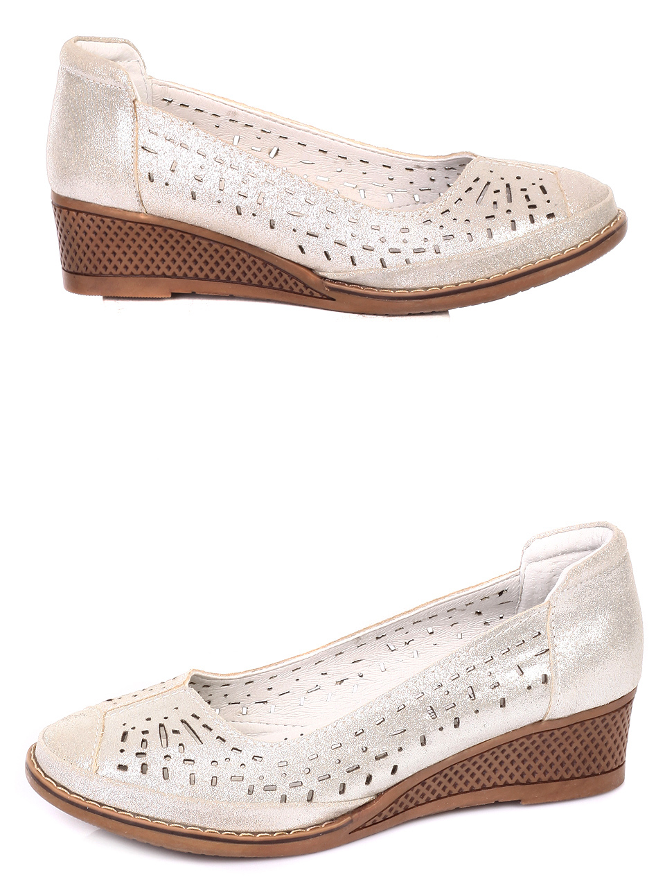 Ежедневни дамски обувки от естественвелур 3AF-19053 silver