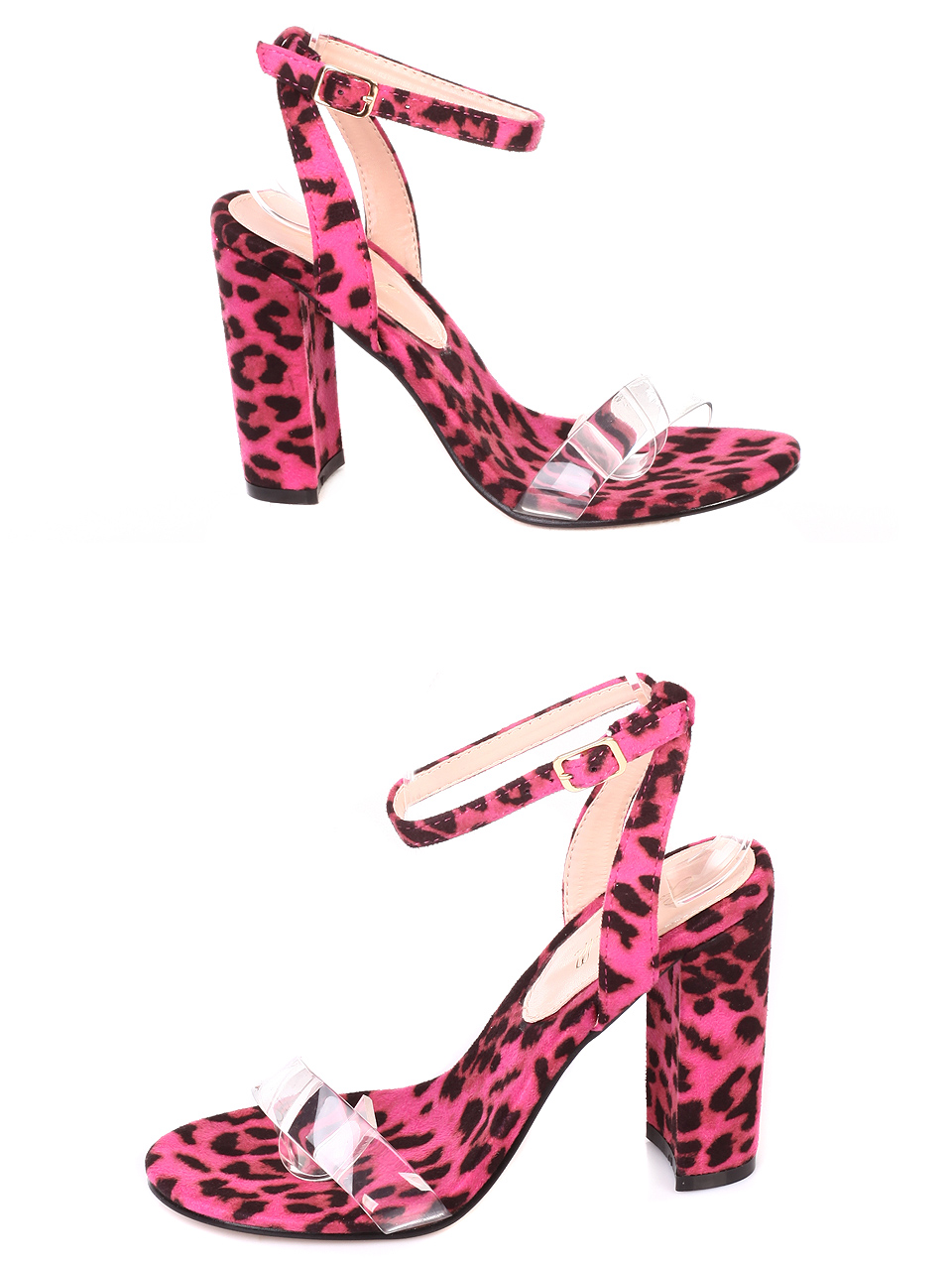 Елегантни дамски сандали на ток в розово 4M-19028 red
