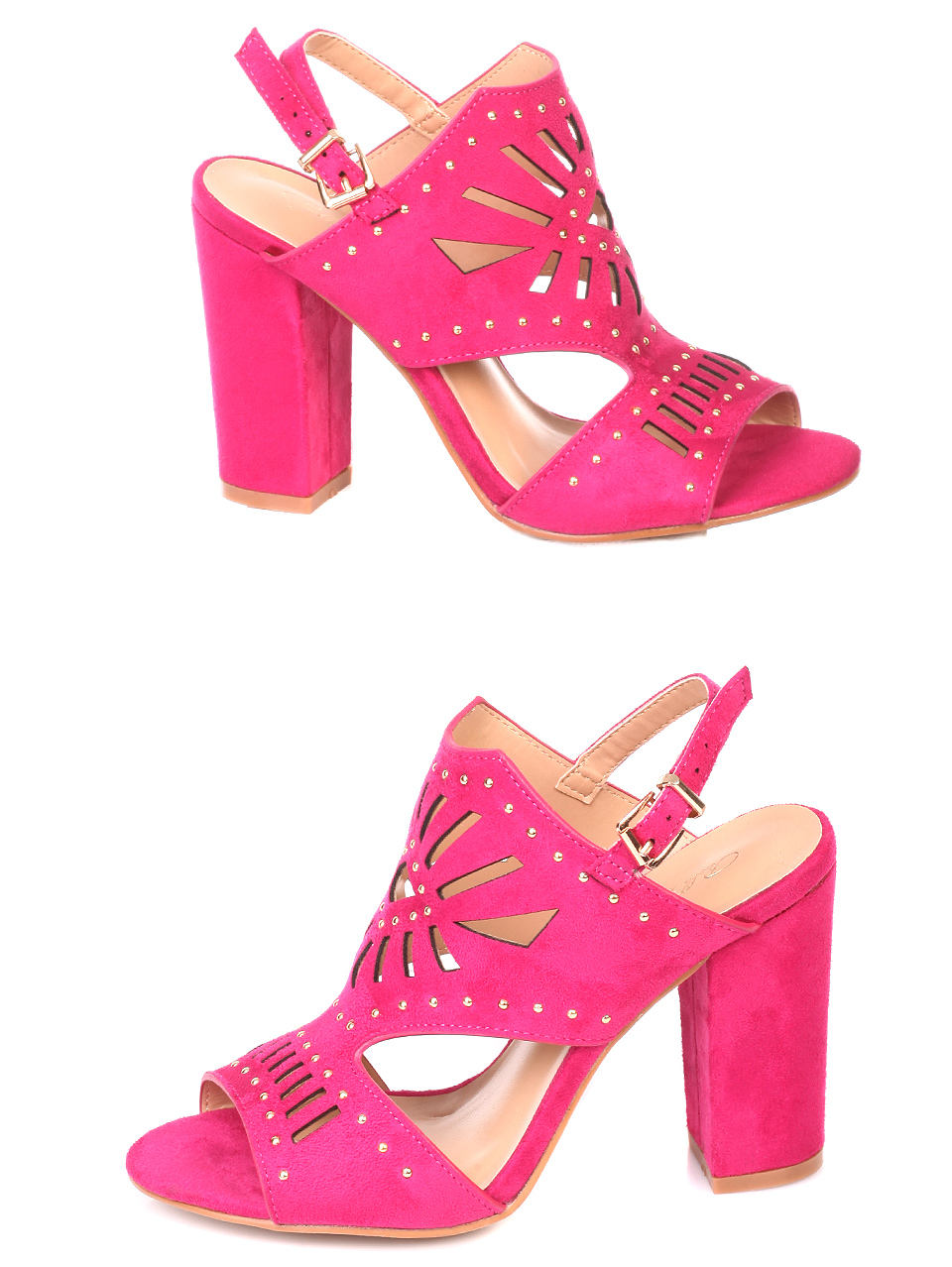 Елегантни дамски сандали на ток в розово 4F-19258 fuchsia