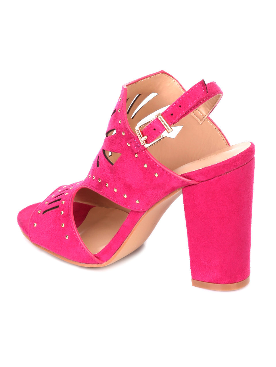 Елегантни дамски сандали на ток в розово 4F-19258 fuchsia