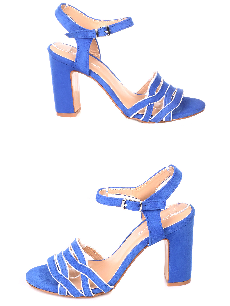 Елегантни дамски сандали на токв синьо 4F-19260 blue