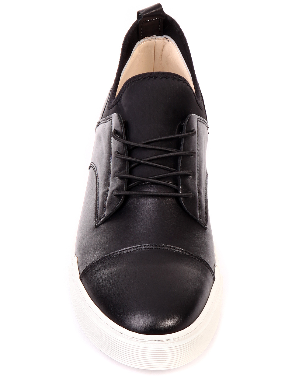 Ежедневни мъжки обувки от естествена кожа и неопрен 7AT-19442 black