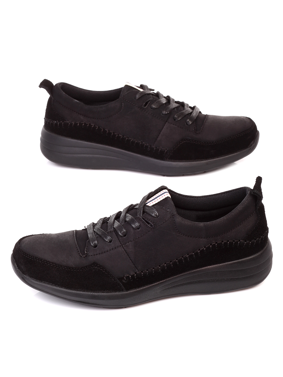 Ежедневни мъжки обувки от естествен набук и естествен велур 7W-19718 black
