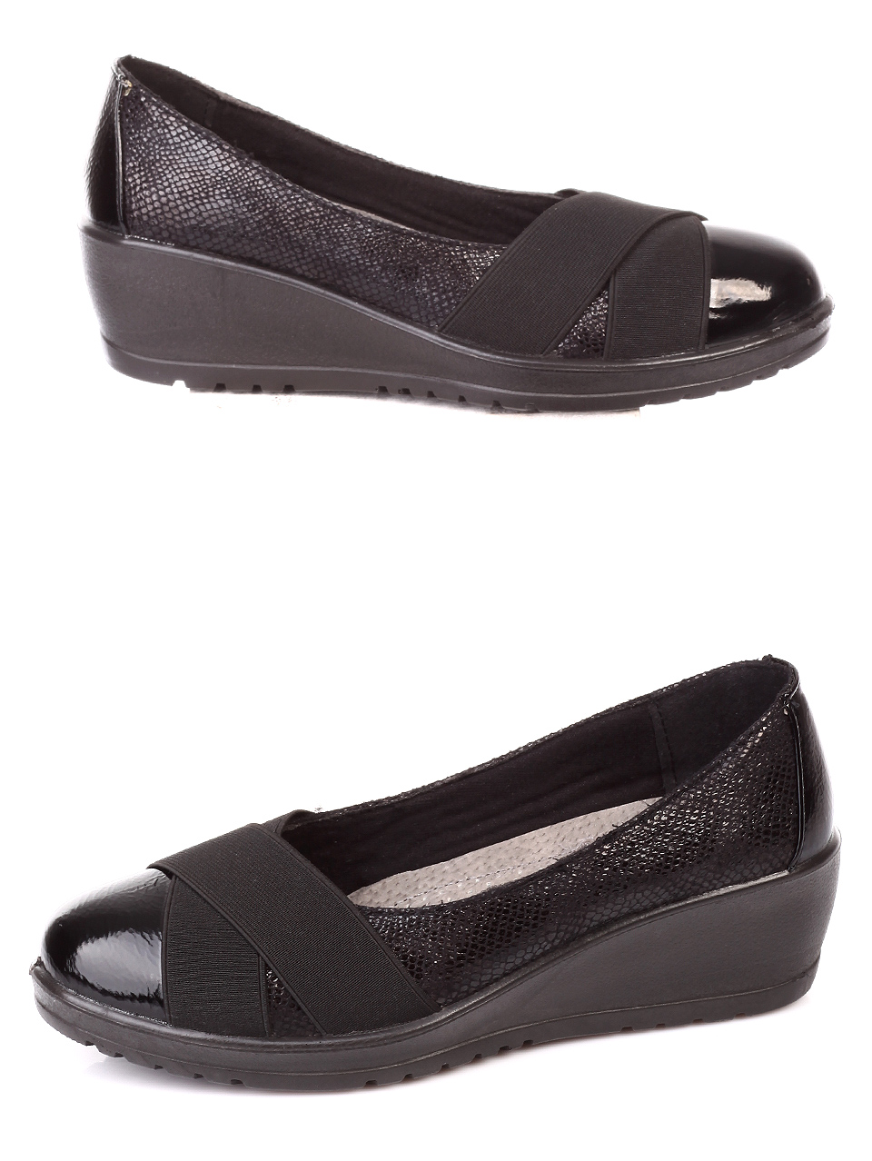 Ежедневни дамски обувки на платформа в черно 3C-19613 black