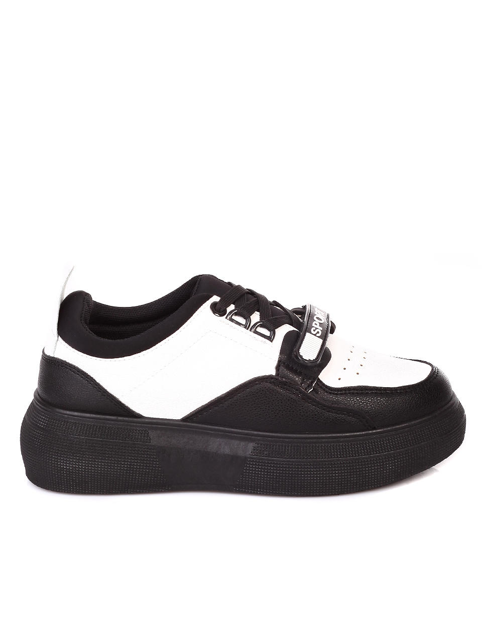 Ежедневни дамски обувки на платформа в черно и бяло 3U-19854 black/white