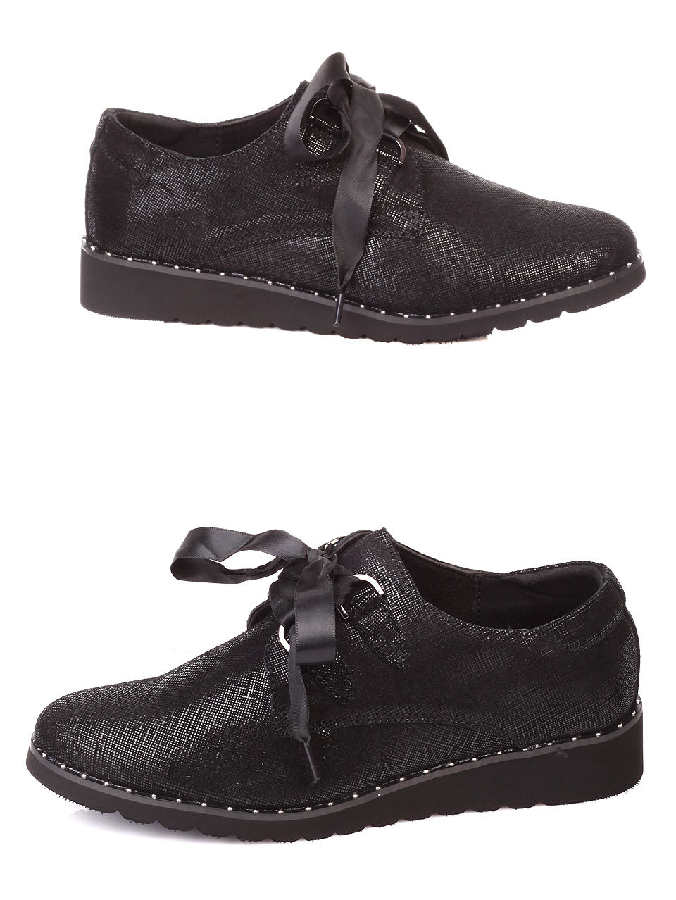 Ежедневни дамски обувки от естествен велур в черно 3AF-19802 black 