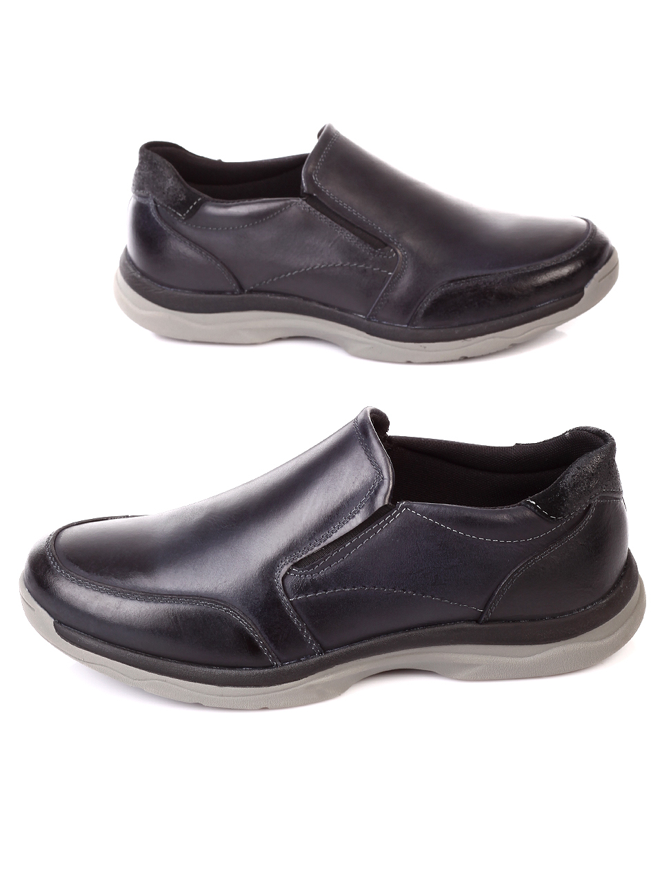 Ежедневни мъжки обувки от естествена кожа 7N-19766 black/navy