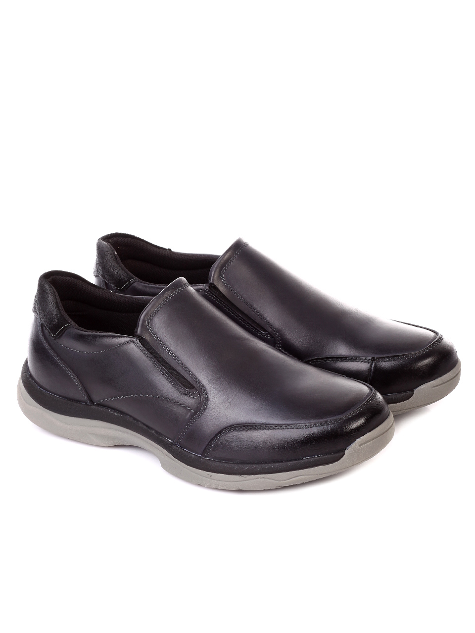 Ежедневни мъжки обувки от естествена кожа 7N-19766 black/navy