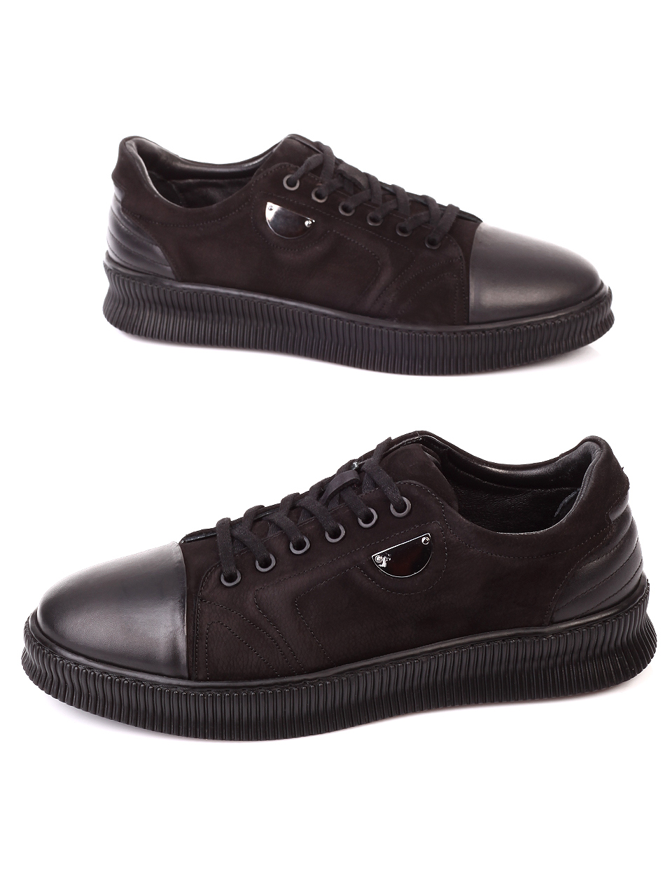 Ежедневни мъжки обувки от естествен набук и естествена кожа 7AT-19948 black