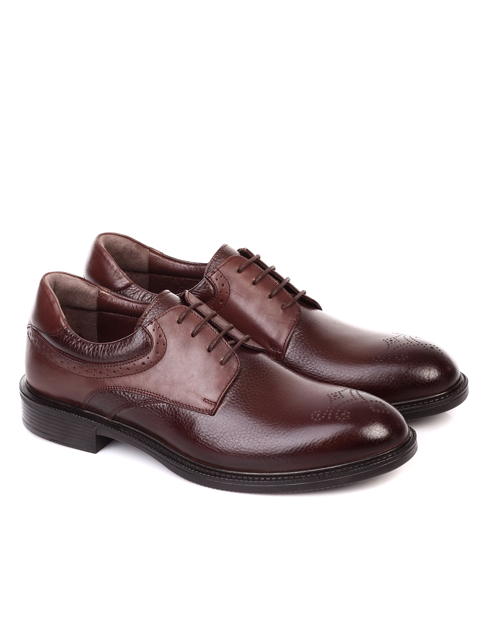 Елегантни мъжки обувки от естествена кожа 7AT-19919 brown