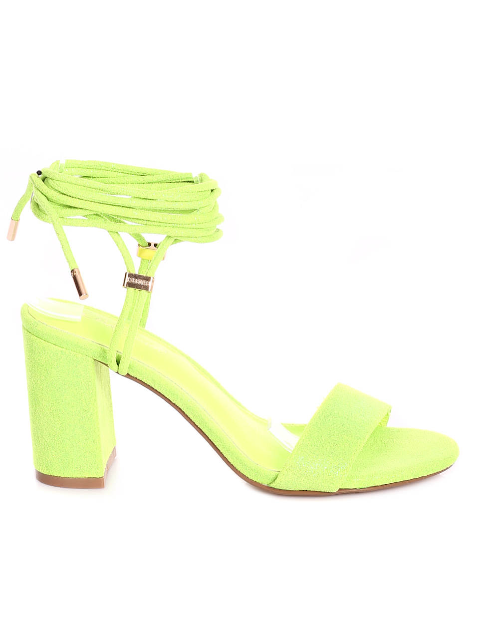 Елегантни дамски сандали на ток с връзки 4M-20075 green