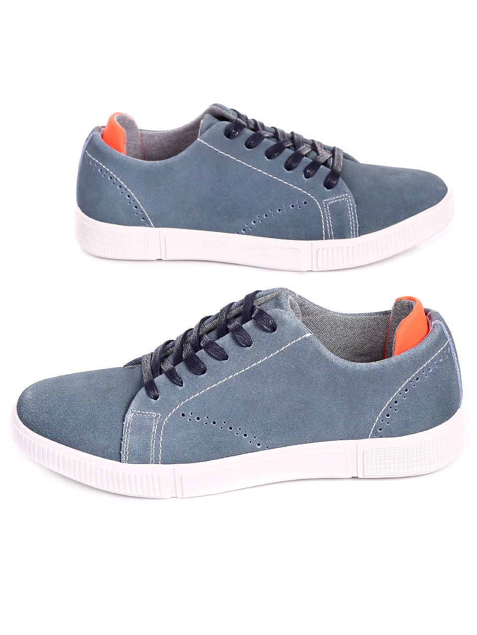 Ежедневни мъжки обувки от естествен велур 7N-20240 lt.blue