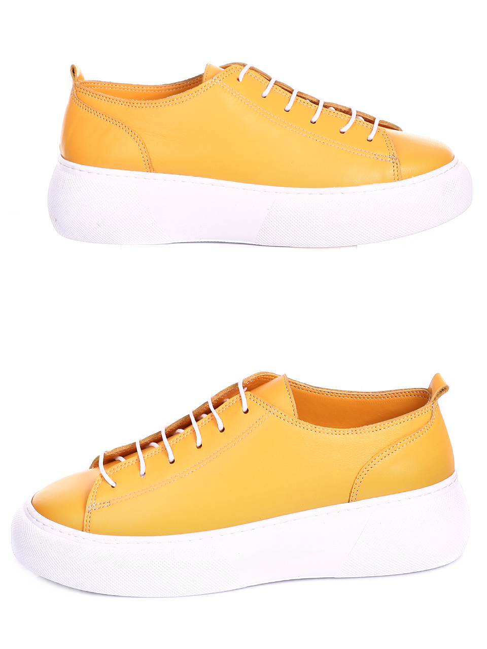 Ежедневни дамски обувки от естествена кожа 3AT-20464 yellow