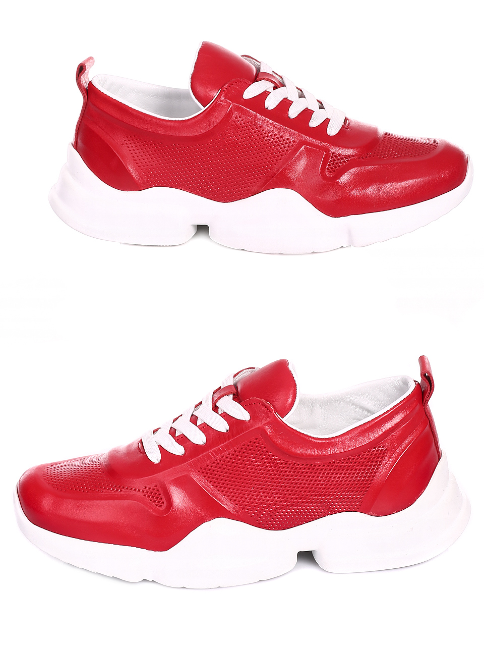 Ежедневни дамски обувки от естествена кожа 3AT-20473 red