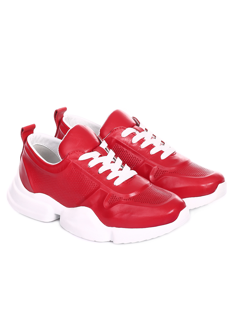 Ежедневни дамски обувки от естествена кожа 3AT-20473 red