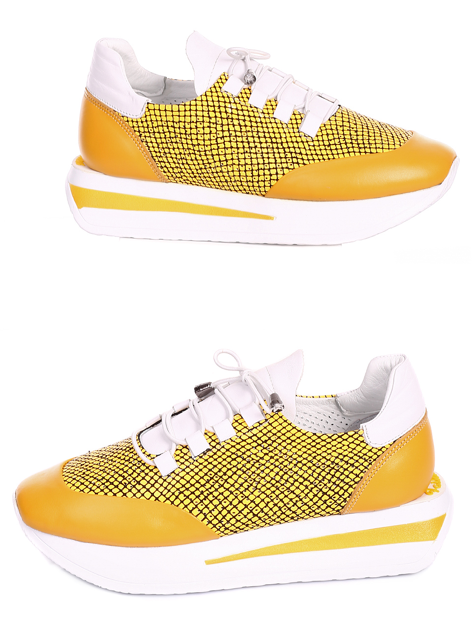 Ежедневни дамски обувки от естествена кожа 3AT-20475 yellow