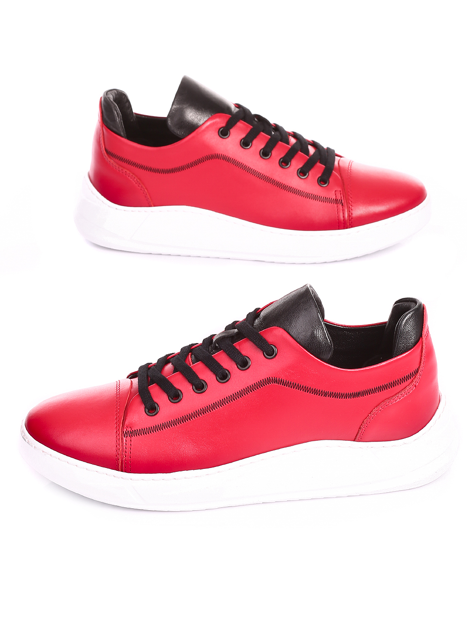 Ежедневни мъжки обувки от естествена кожа 7AT-20491 red