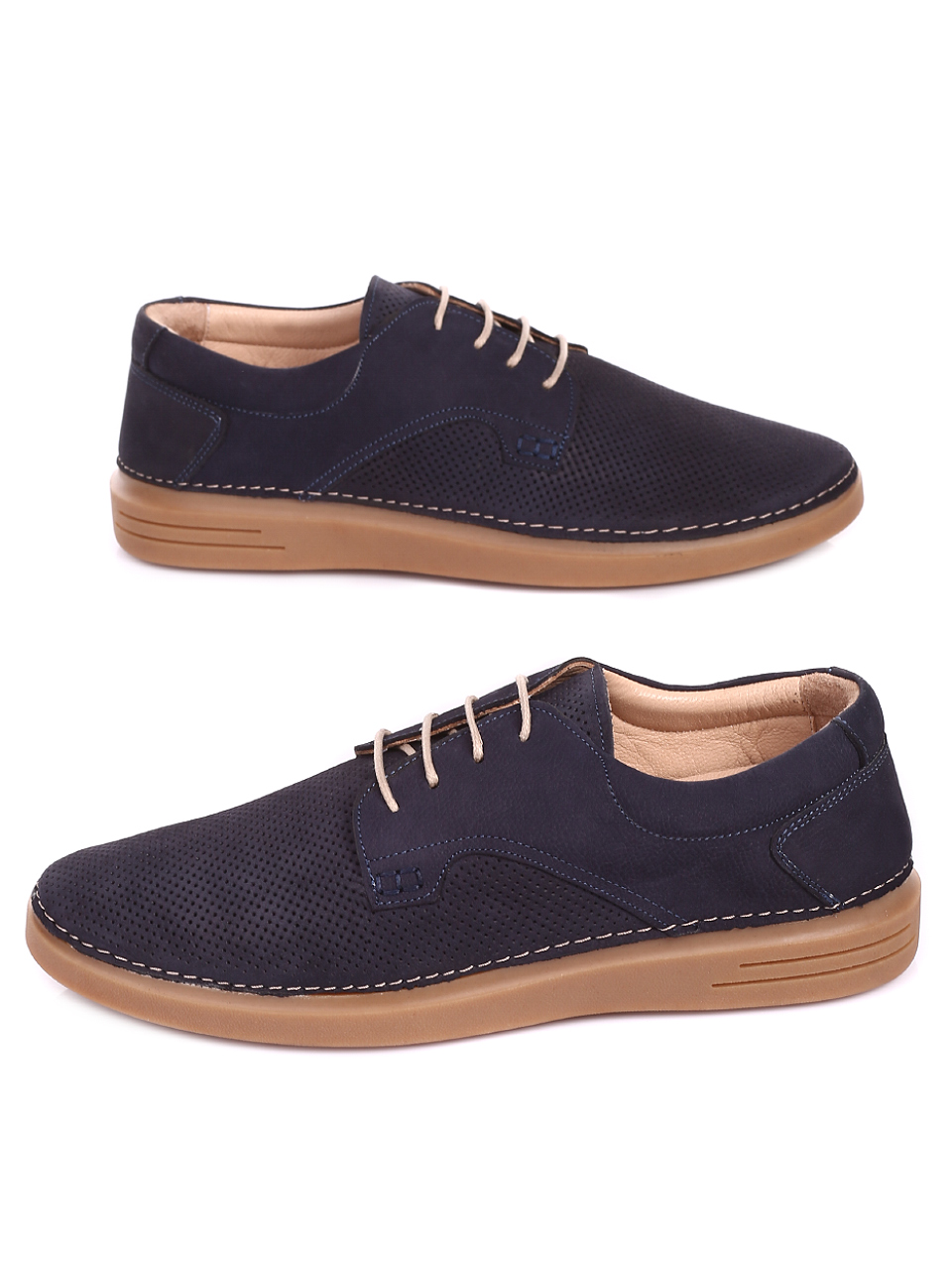 Ежедневни мъжки обувки от ествествен набук 7AT-20490 navy