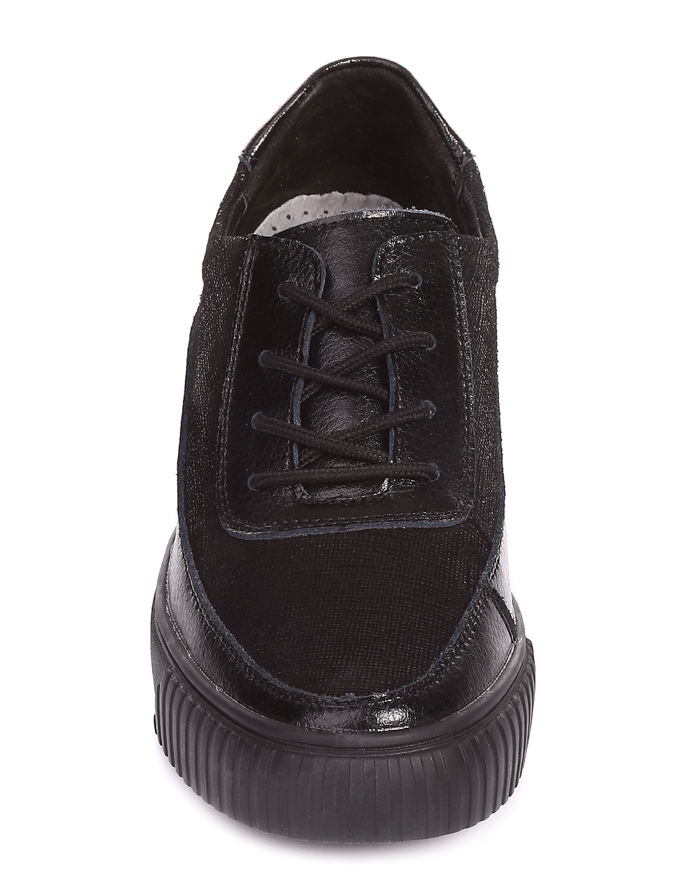 Дамски обувки от естествена кожа на платформа 3AF-20036 black