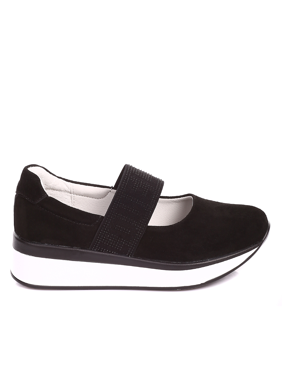 Ежедневни дамски обувки на платформа от велур в черно 3AF-20044 black