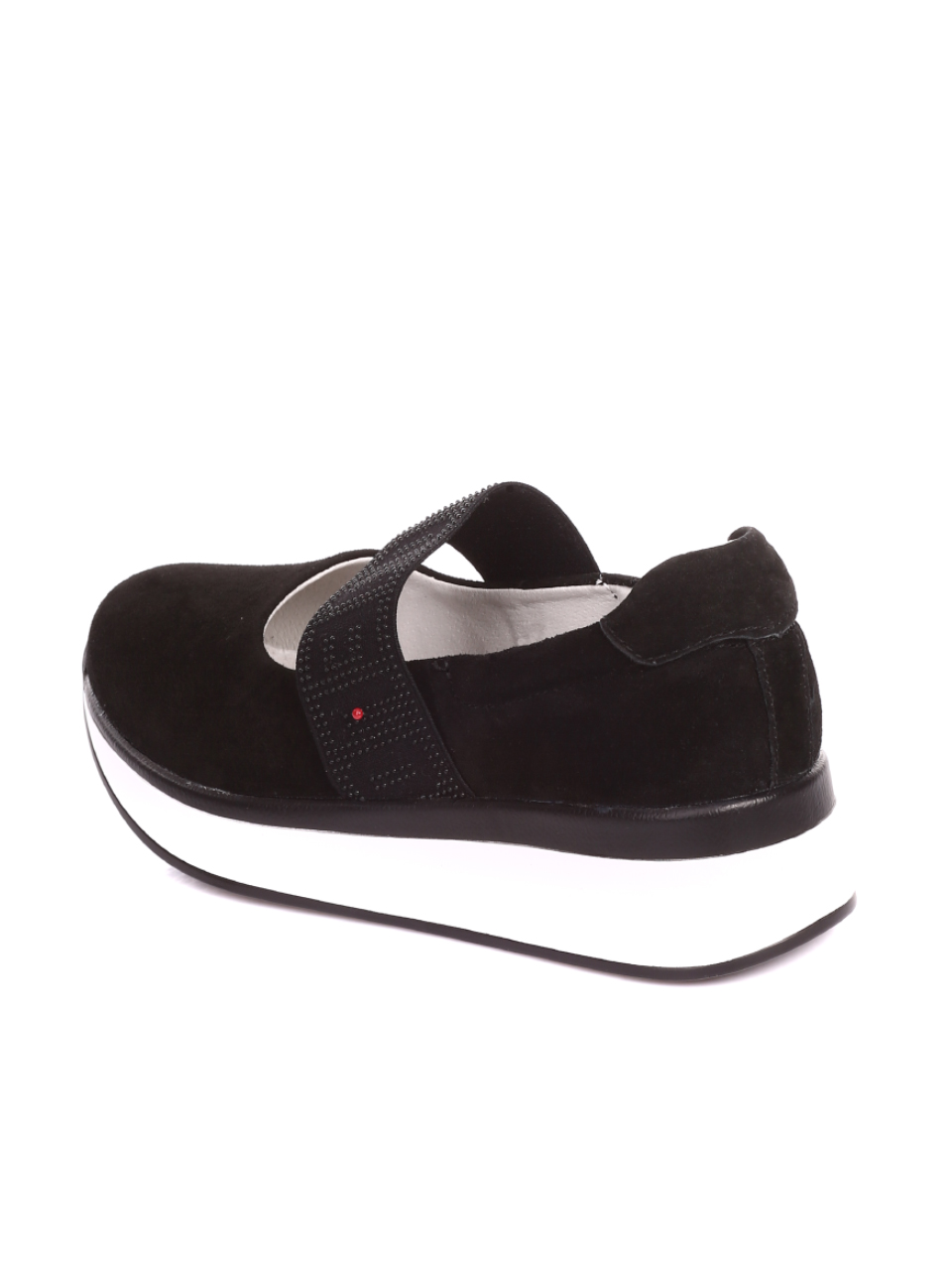 Ежедневни дамски обувки на платформа от велур в черно 3AF-20044 black