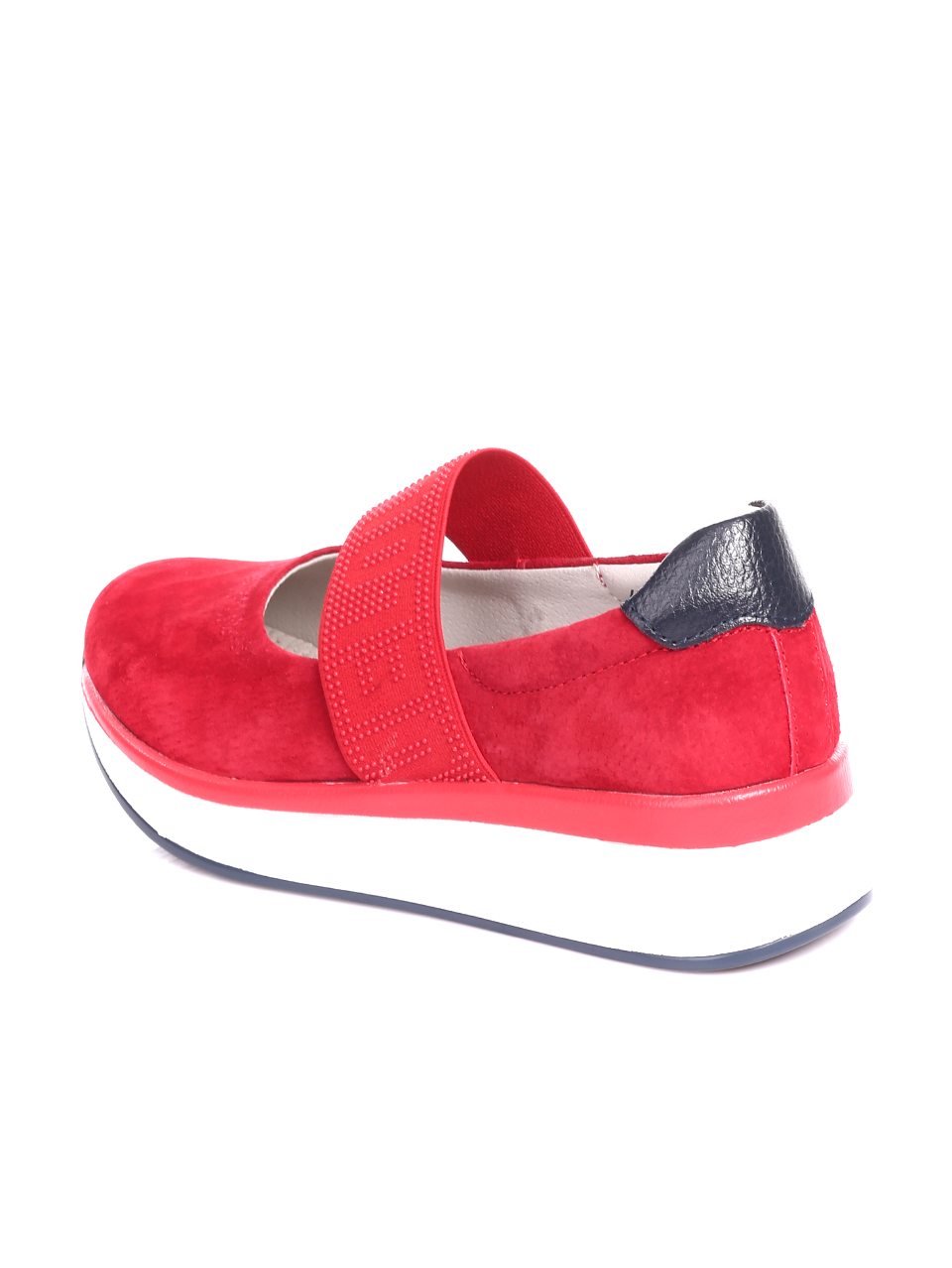 Ежедневни дамски обувки на платформа от велур в червено 3AF-20044 red