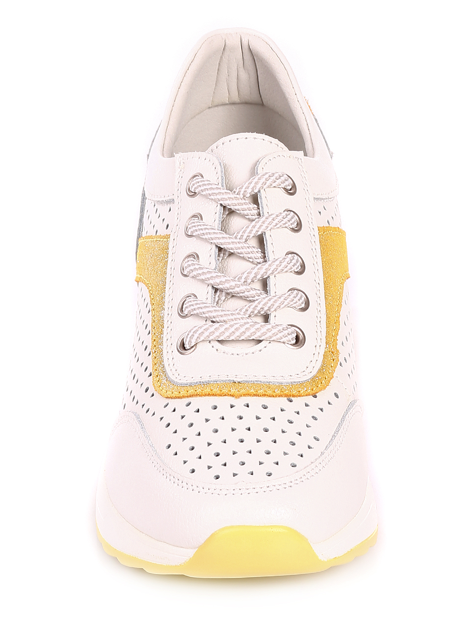 Ежедневни дамски обувки от естествена кожа 3AF-20136 white/yellow