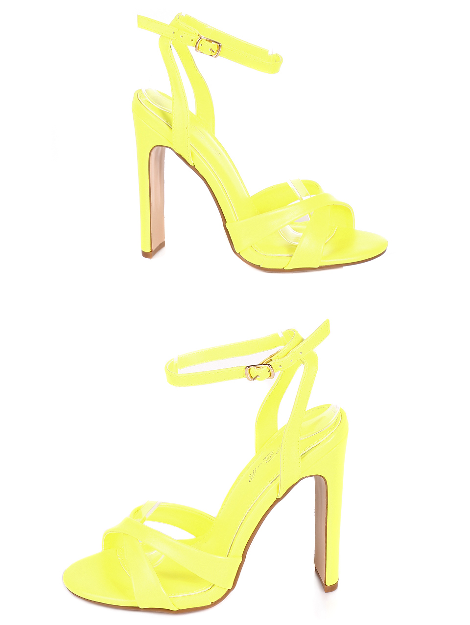 Елегантни дамски сандали на ток в жълто 4M-20086 lemon