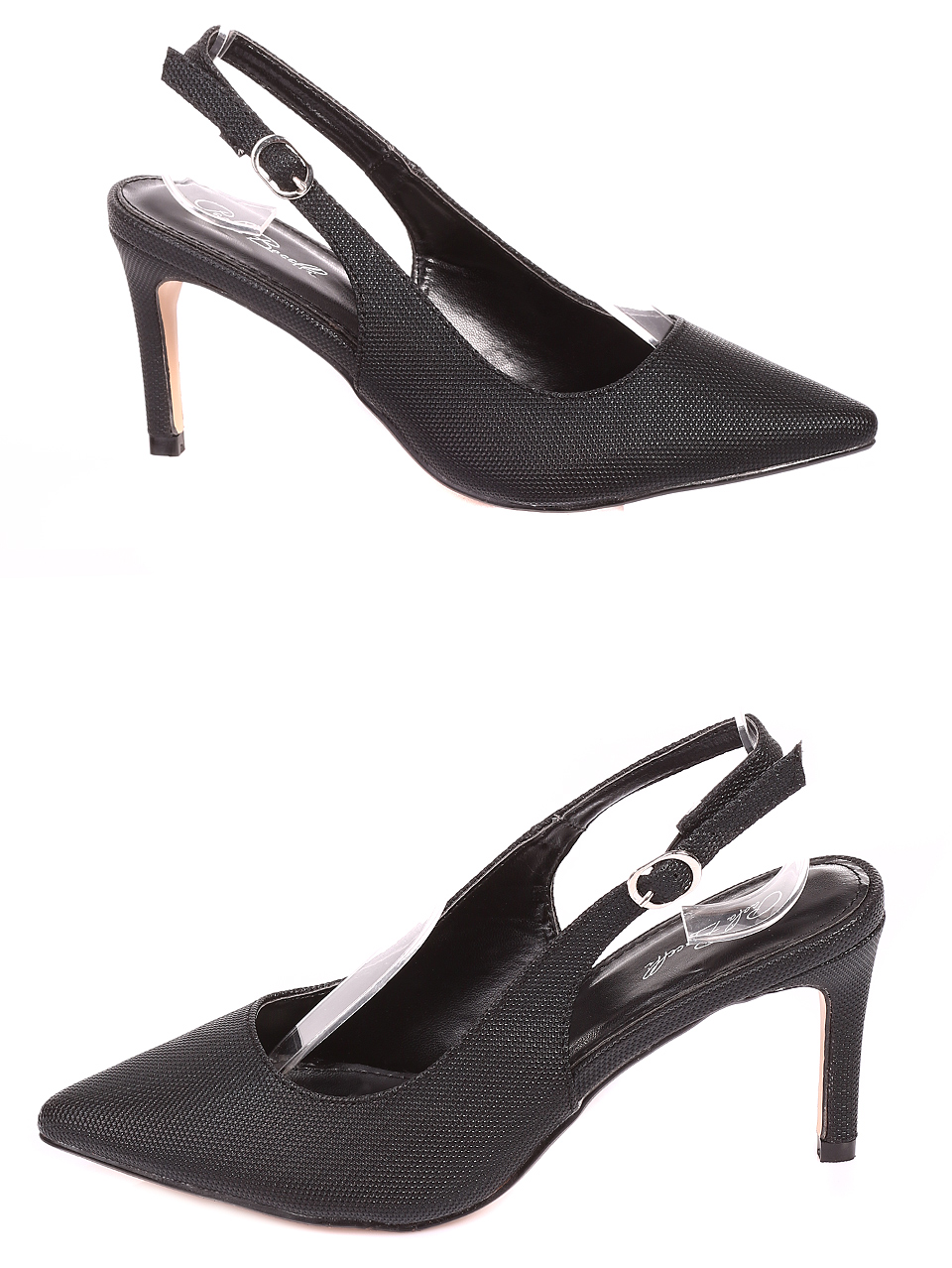 Елегантни дамски обувки на ток в черно 3M-20243 black