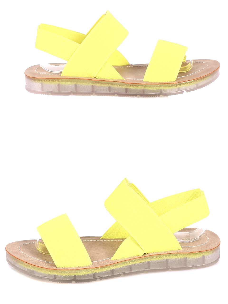 Ежедневни дамски равни сандали в жълто 4D-20412 neon yellow