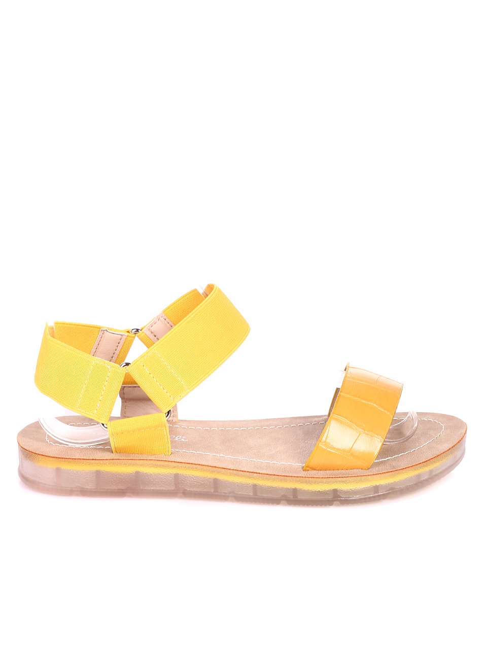 Ежедневни дамски равни сандали в жълто 4D-20413 yellow