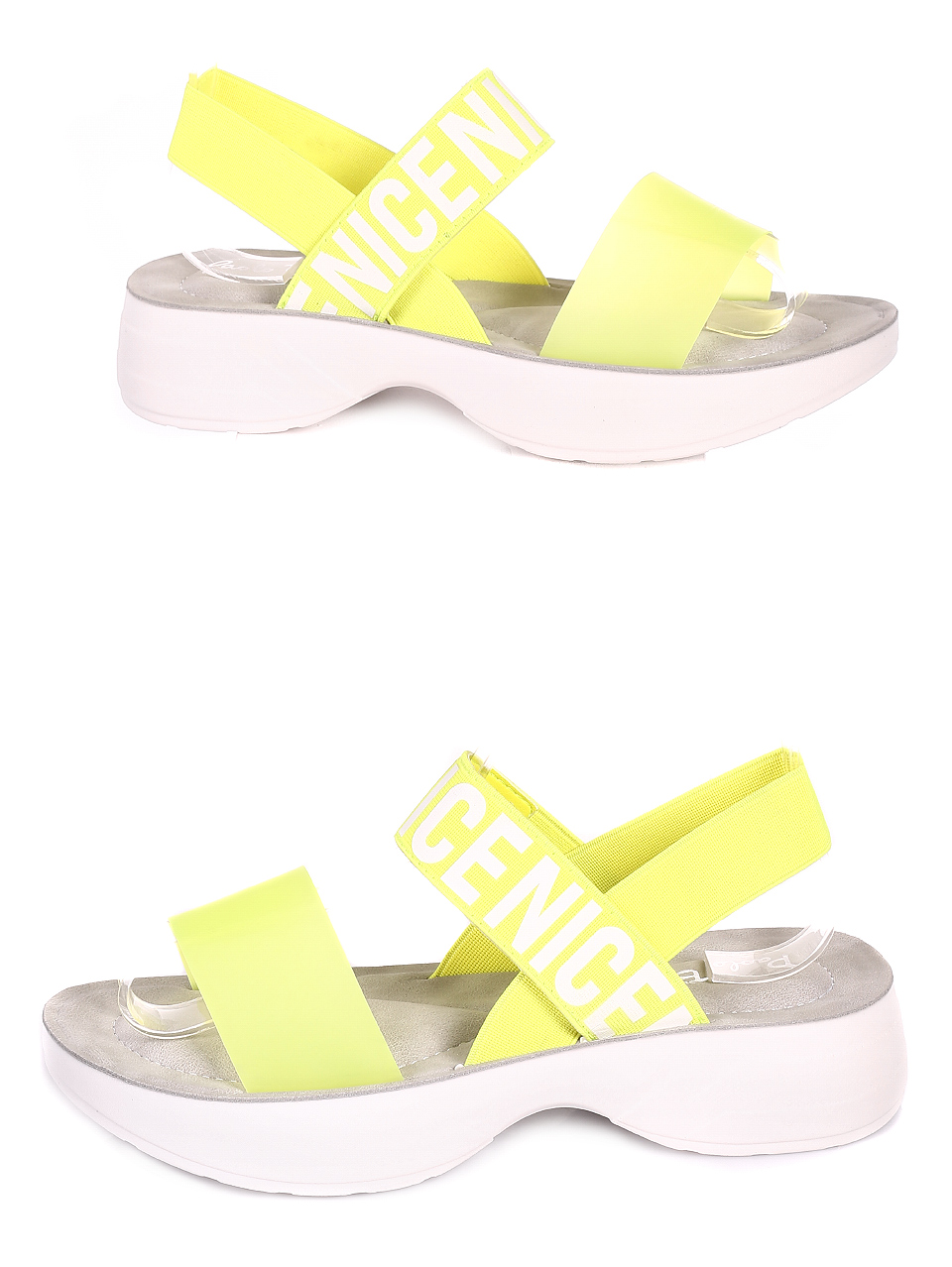 Ежедневни дамски сандали в жълто 4D-20414 neon yellow