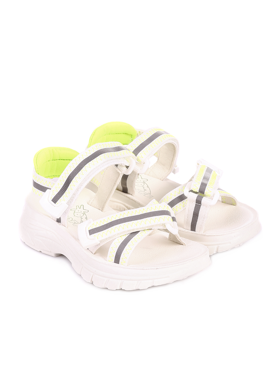 Ежедневни детски сандали в бяло и жълто 17F-20316 lime 